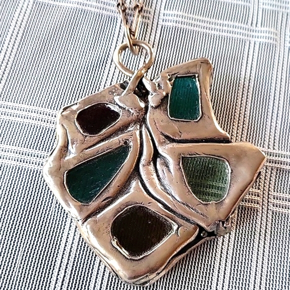 Hand Crafted Sterling & Stained Glass Necklace